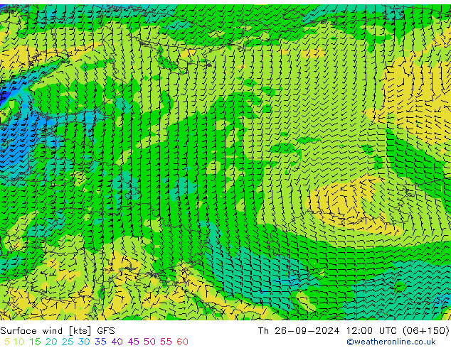 Surface wind GFS Th 26.09.2024 12 UTC