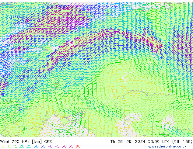 Wind 700 hPa GFS Th 26.09.2024 00 UTC