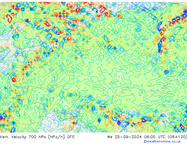 Vert. Velocity 700 hPa GFS mer 25.09.2024 06 UTC