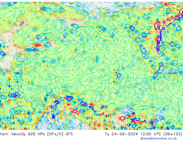 Vert. snelheid 925 hPa GFS di 24.09.2024 12 UTC