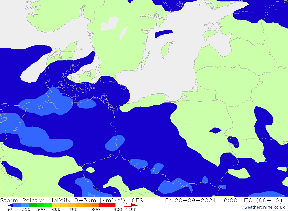 Storm Relative Helicity GFS ven 20.09.2024 18 UTC