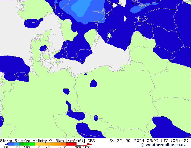 Storm Relative Helicity GFS Вс 22.09.2024 06 UTC