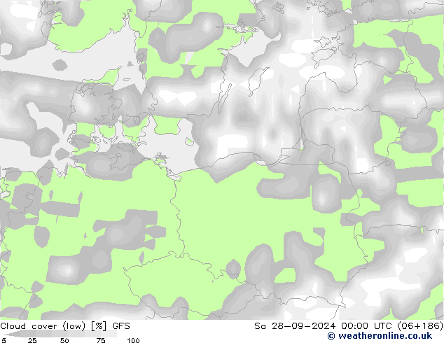 nízká oblaka GFS So 28.09.2024 00 UTC