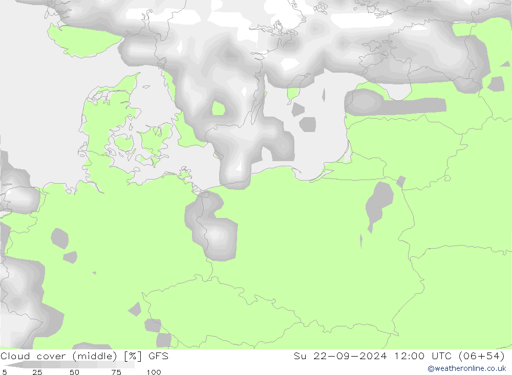 zachmurzenie (środk.) GFS nie. 22.09.2024 12 UTC