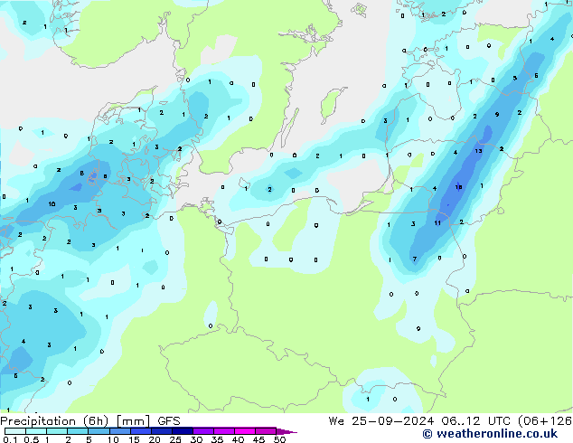 Z500/Rain (+SLP)/Z850 GFS  25.09.2024 12 UTC