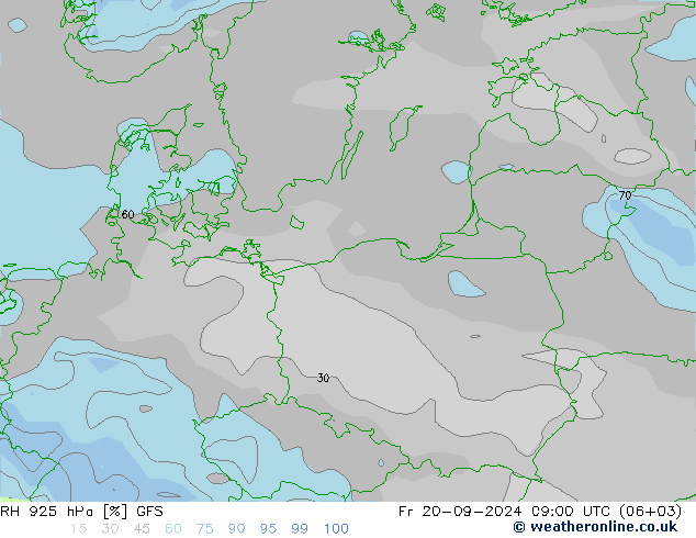 RH 925 hPa GFS Pá 20.09.2024 09 UTC