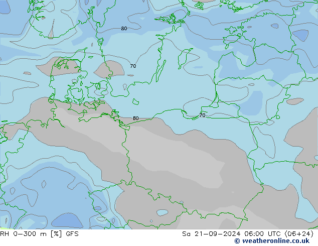 RH 0-300 m GFS Sa 21.09.2024 06 UTC