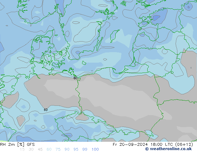 Humedad rel. 2m GFS vie 20.09.2024 18 UTC