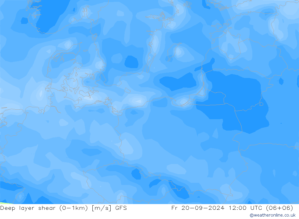 Deep layer shear (0-1km) GFS pt. 20.09.2024 12 UTC