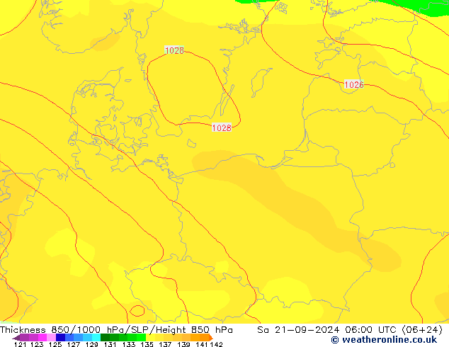 Thck 850-1000 hPa GFS Sa 21.09.2024 06 UTC