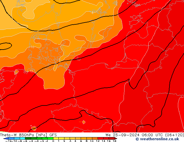 Theta-W 850hPa GFS Çar 25.09.2024 06 UTC