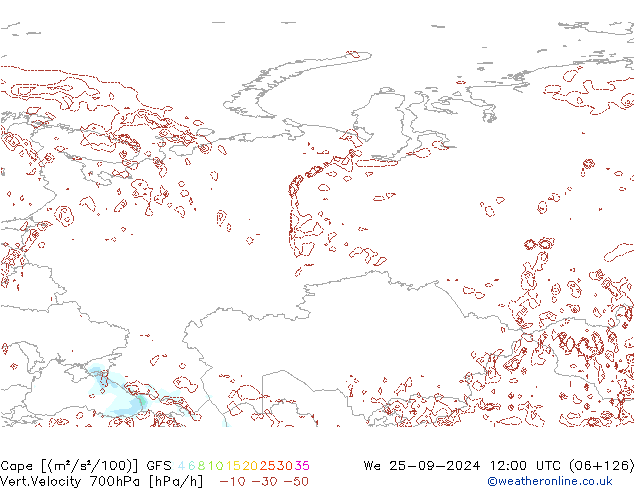 Cape GFS mer 25.09.2024 12 UTC