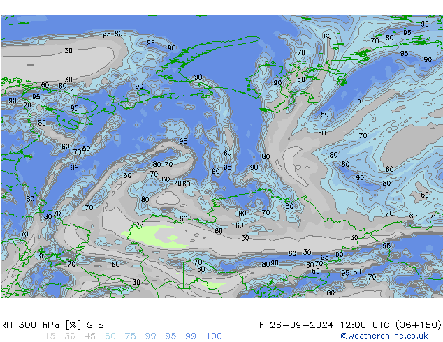 RH 300 hPa GFS Th 26.09.2024 12 UTC