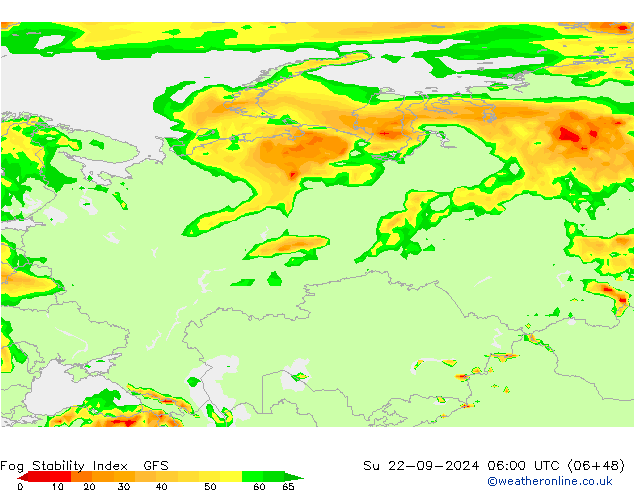 Fog Stability Index GFS dom 22.09.2024 06 UTC