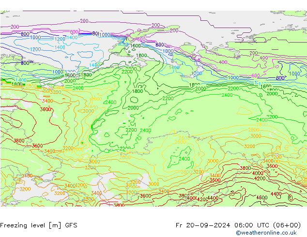 Isotherme 0° GFS ven 20.09.2024 06 UTC