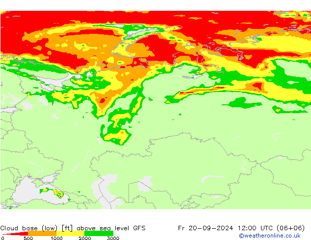 Cloud base (low) GFS Fr 20.09.2024 12 UTC