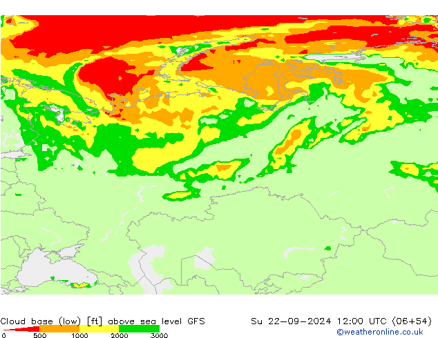 Cloud base (low) GFS Su 22.09.2024 12 UTC