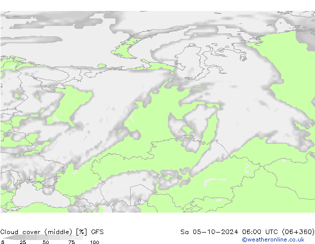 zachmurzenie (środk.) GFS so. 05.10.2024 06 UTC