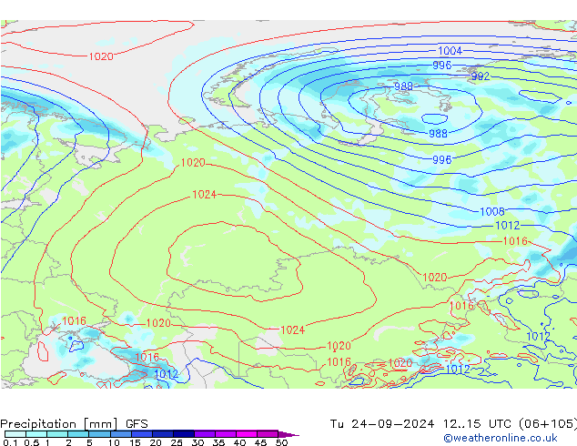 Precipitation GFS Tu 24.09.2024 15 UTC