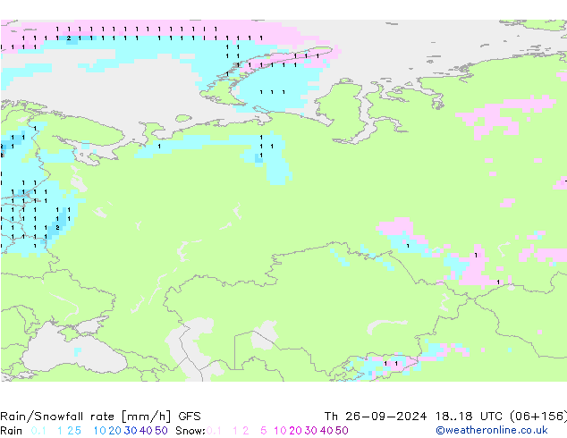 Rain/Snowfall rate GFS jeu 26.09.2024 18 UTC