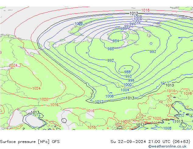 Yer basıncı GFS Paz 22.09.2024 21 UTC