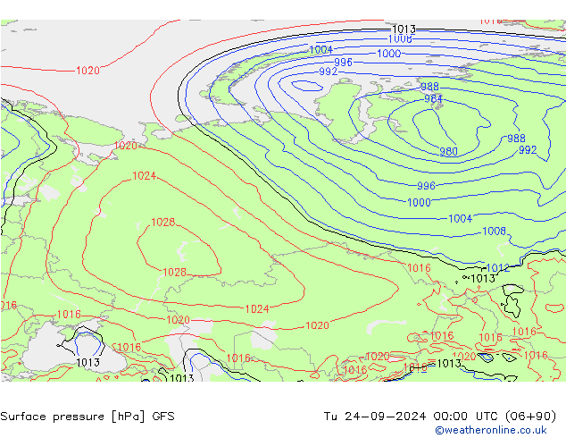 GFS: Út 24.09.2024 00 UTC