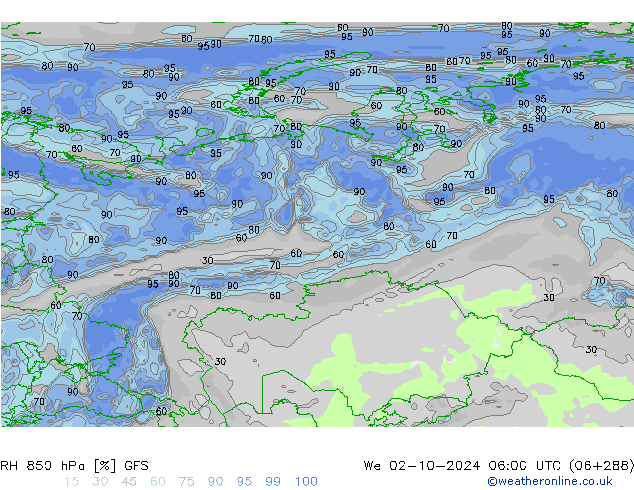 RH 850 hPa GFS St 02.10.2024 06 UTC