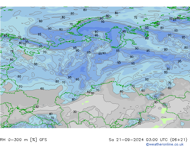 RH 0-300 m GFS Sa 21.09.2024 03 UTC