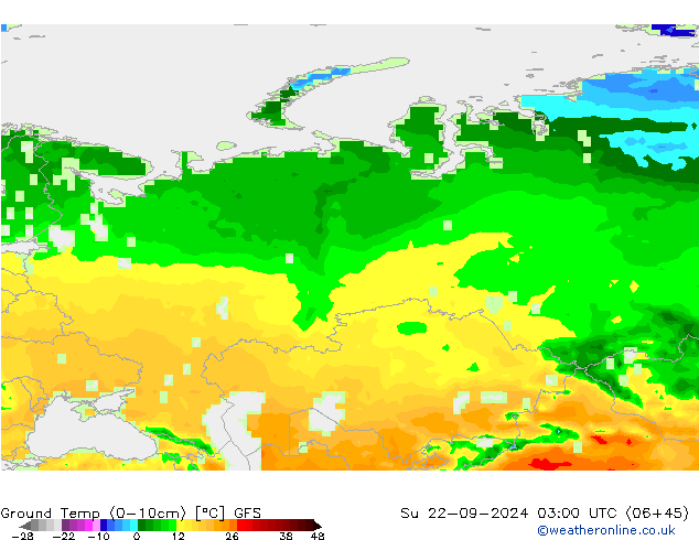 temp. mín./solo (0-10cm) GFS Dom 22.09.2024 03 UTC