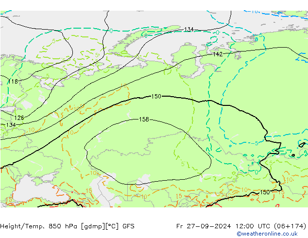 Z500/Rain (+SLP)/Z850 GFS Fr 27.09.2024 12 UTC