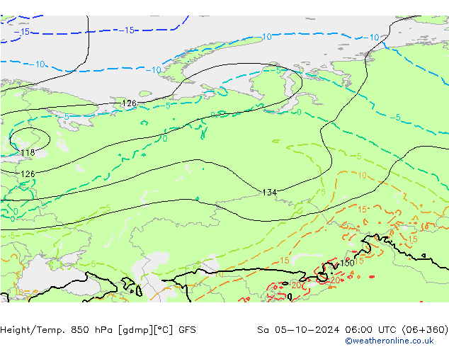 Z500/Rain (+SLP)/Z850 GFS so. 05.10.2024 06 UTC