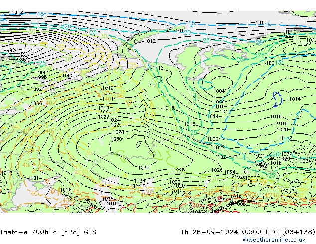 Theta-e 700hPa GFS gio 26.09.2024 00 UTC