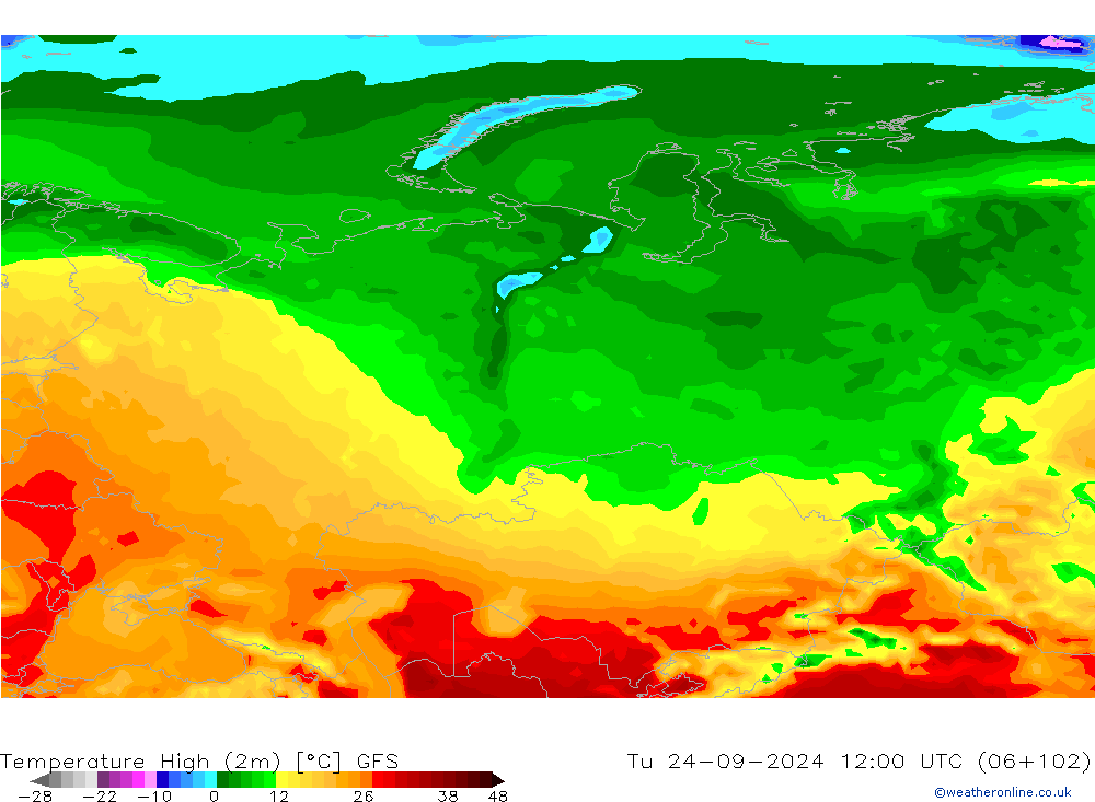 Max.  (2m) GFS  24.09.2024 12 UTC