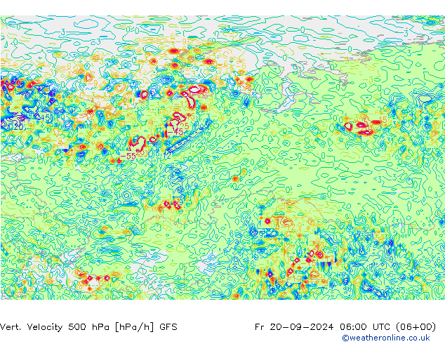 Vert. Velocity 500 hPa GFS Fr 20.09.2024 06 UTC