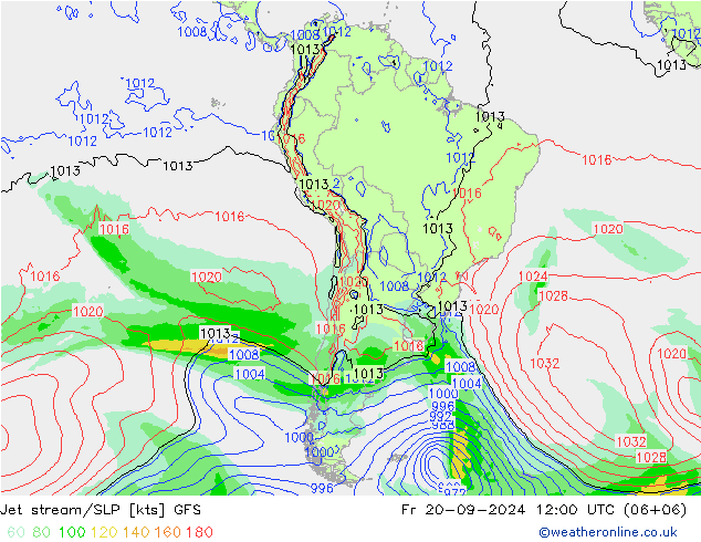 Jet stream GFS Sex 20.09.2024 12 UTC