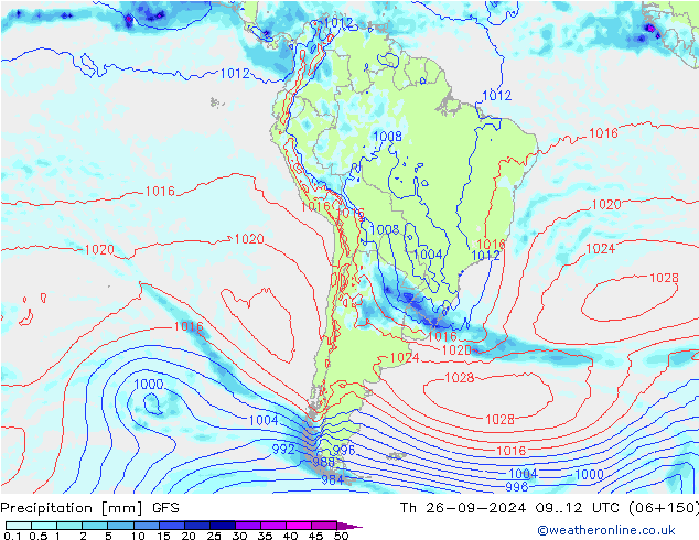 Precipitation GFS Th 26.09.2024 12 UTC