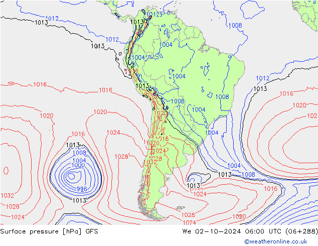 GFS: śro. 02.10.2024 06 UTC