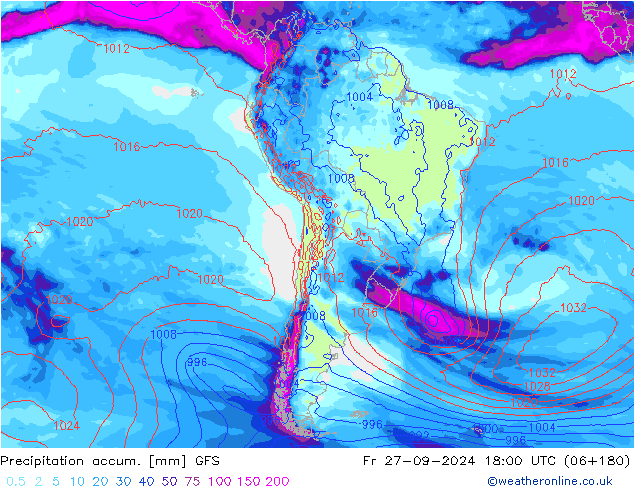 Precipitation accum. GFS Fr 27.09.2024 18 UTC