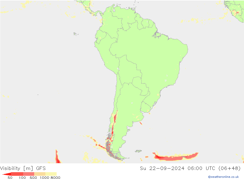 Visibility GFS Su 22.09.2024 06 UTC