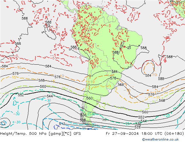 Height/Temp. 500 hPa GFS Fr 27.09.2024 18 UTC