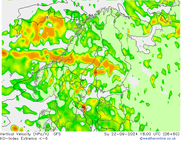 Convection-Index GFS Su 22.09.2024 18 UTC