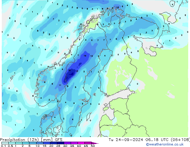 Precipitação (12h) GFS Ter 24.09.2024 18 UTC