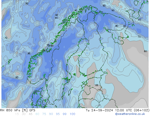 RH 850 hPa GFS Settembre 2024