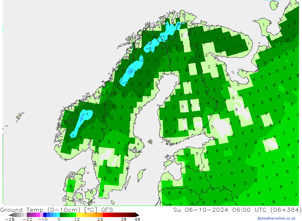 Ground Temp (0-10cm) GFS Su 06.10.2024 06 UTC