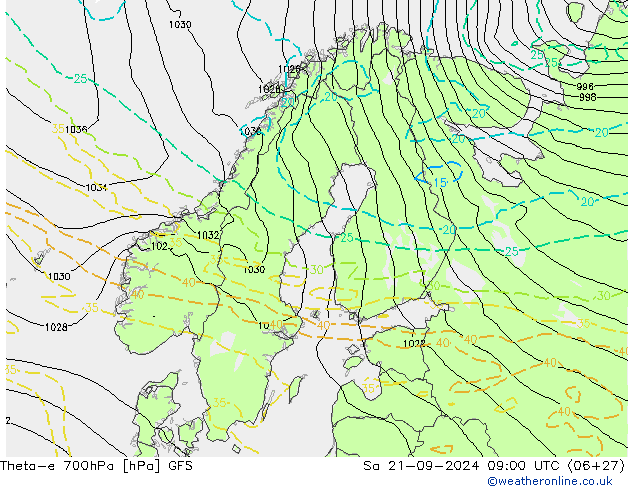 Theta-e 700hPa GFS so. 21.09.2024 09 UTC