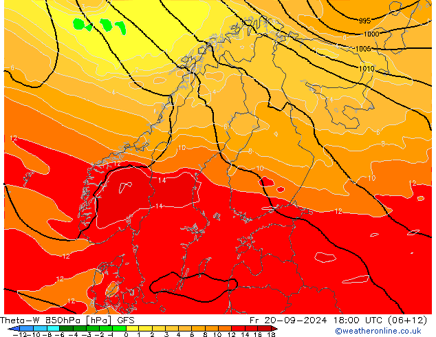 Theta-W 850hPa GFS Fr 20.09.2024 18 UTC