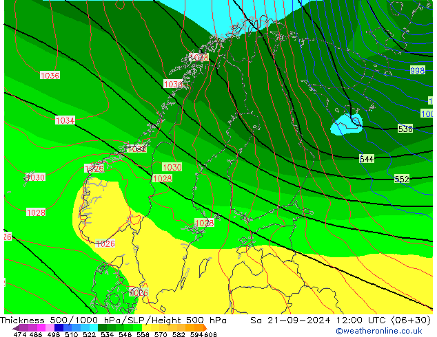 Thck 500-1000hPa GFS Sa 21.09.2024 12 UTC