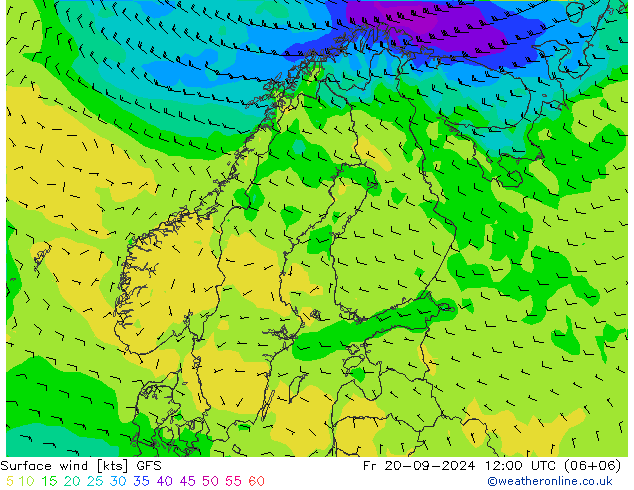 Prec 6h/Wind 10m/950 GFS Fr 20.09.2024 12 UTC