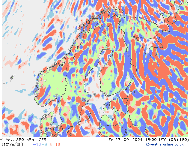 V-Adv. 850 hPa GFS ven 27.09.2024 18 UTC