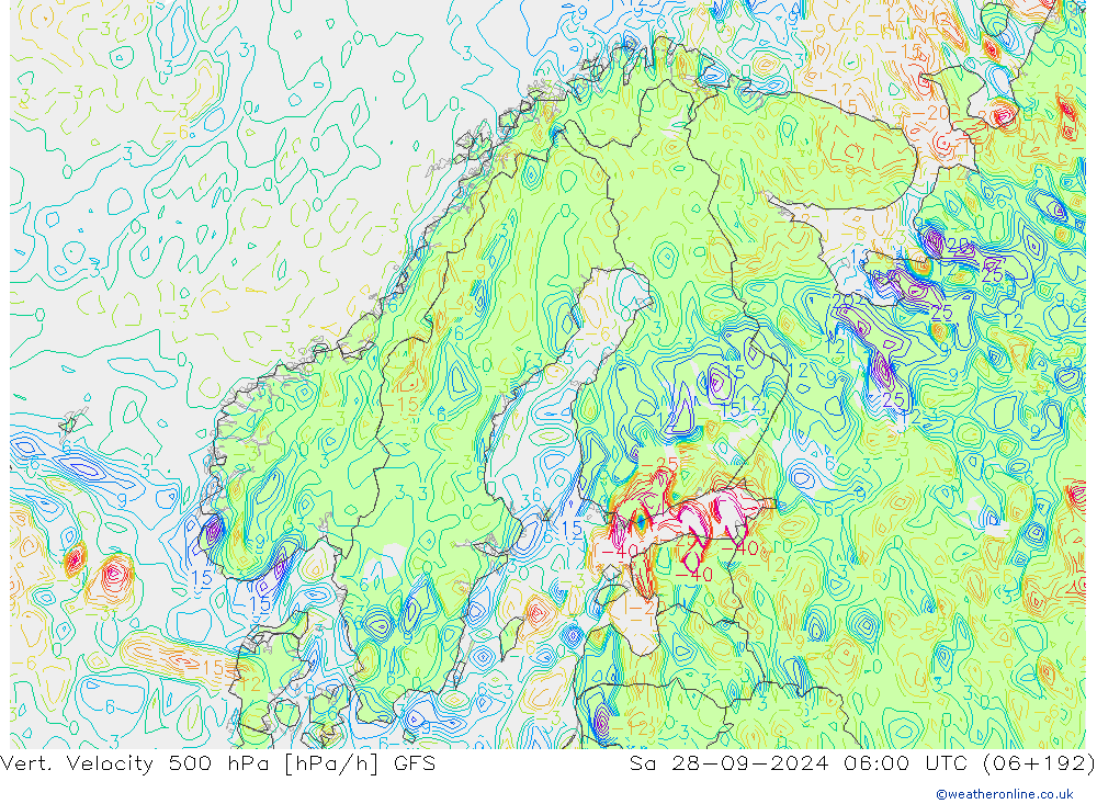 Vert. Velocity 500 hPa GFS sam 28.09.2024 06 UTC